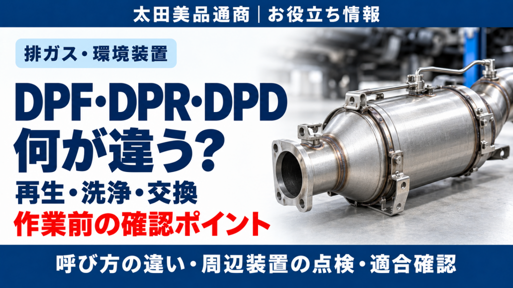 DPF・DPR・DPDの違いと再生・洗浄・交換前の確認ポイント。排ガス装置のイメージ