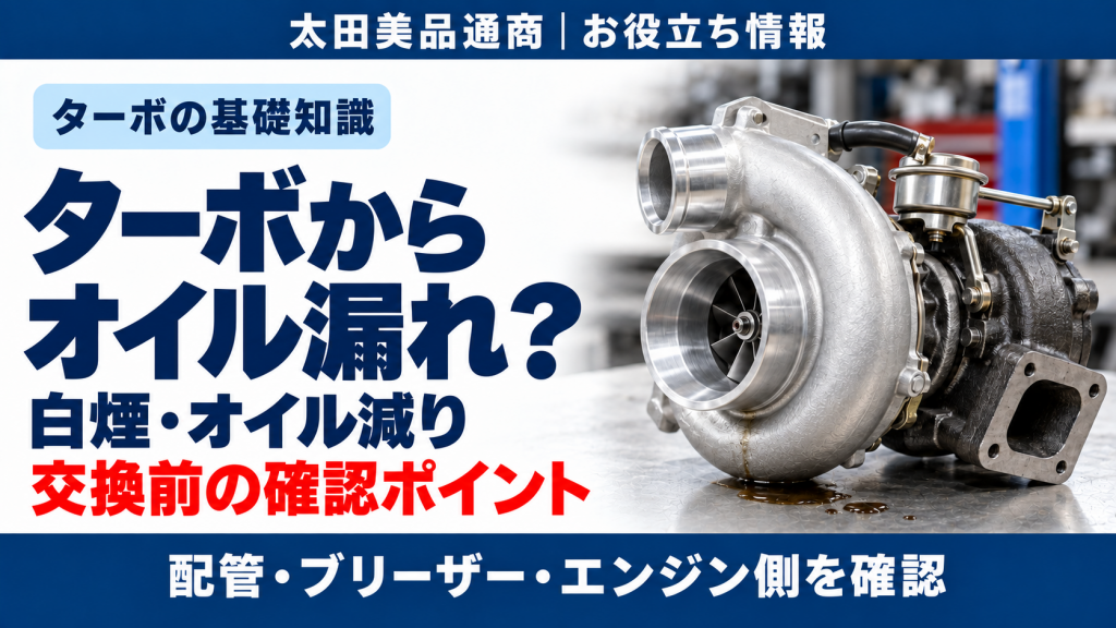 ターボのオイル漏れ・白煙・オイル減りの確認ポイントを案内するイメージ画像