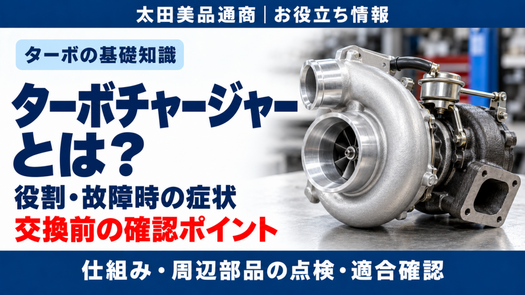 ターボチャージャーの役割・故障時の症状・交換前の確認ポイントを紹介するイメージ