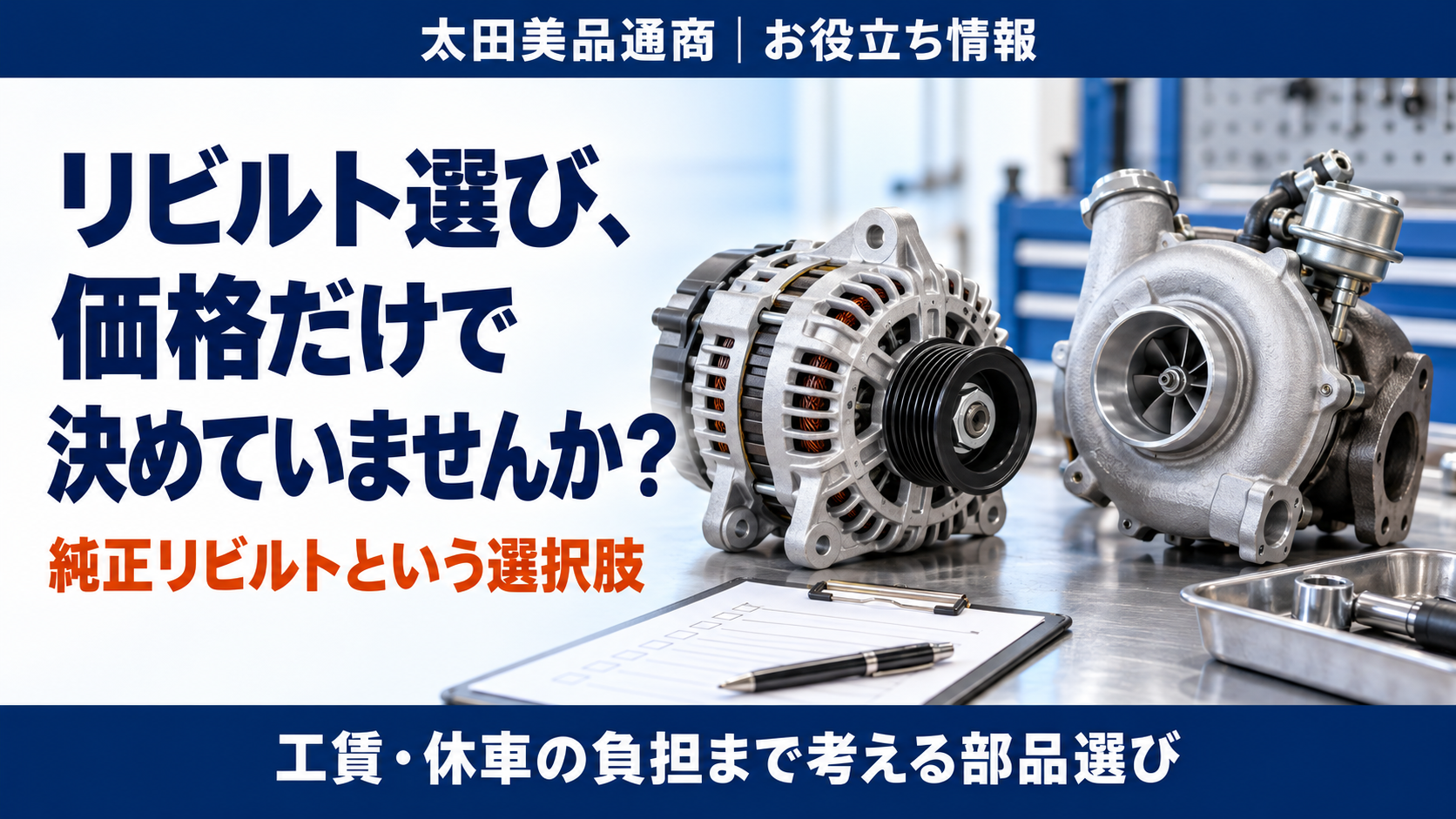 リビルト選びは価格だけでなく工賃・休車の負担まで。純正リビルトという選択肢